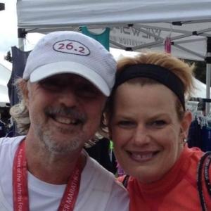 The Runner and the Cyclist at the finish line of the Rochester Marathon. With Tessa Anderson, September 22, 2013.